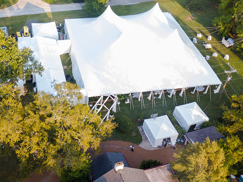 aerial view of pole tent